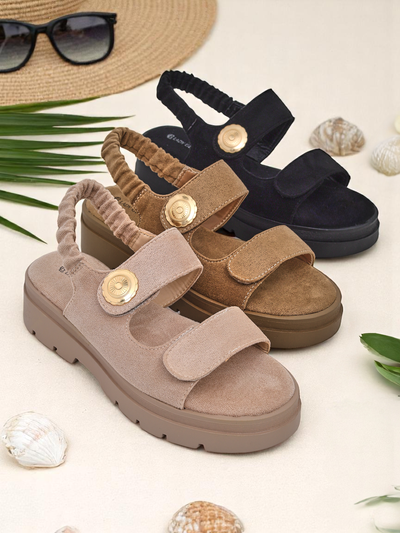 Sandal dam Royalfashion Callisto mawon kwi ekolojik platfòm