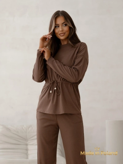 Royalfashion Set dama din bumbac, tip pulover, cu striatii