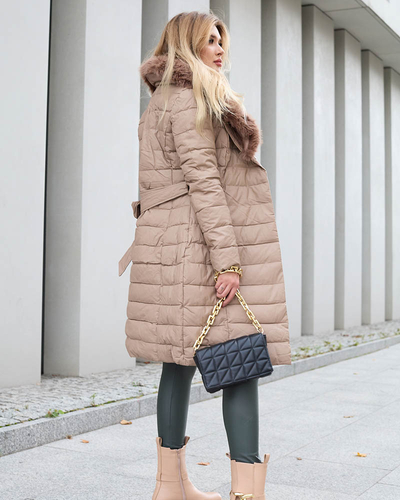 Jachetă de iarnă maro damă - Îmbrăcăminte