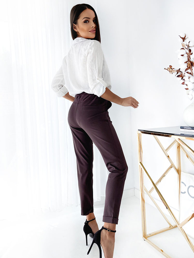 Royalfashion Pantaloni treggings pentru femei maro închis