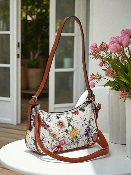 Royalfashion Posetă mică de damă din piele ecologică cu model floral Lily Bloom