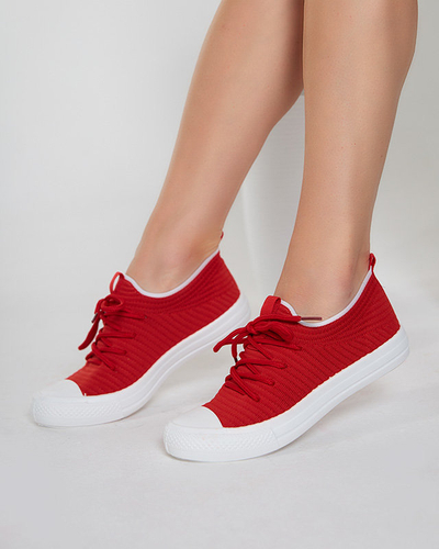 OUTLET Tenisi roșii de damă cu nervuri Manfer- Încălțăminte