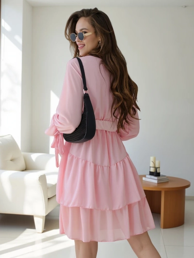 Rochie mini Royalfashion pentru femei cu volane și decolteu înfășurat