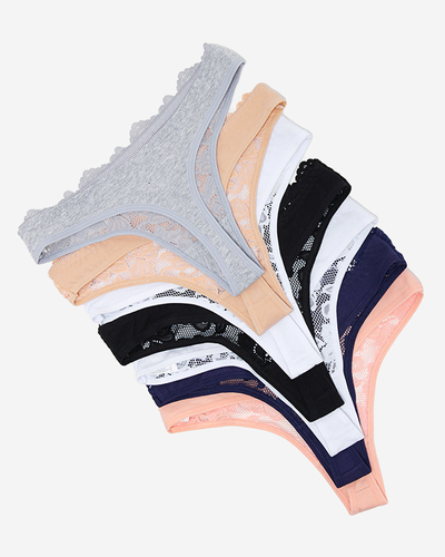 Un set de chiloți tanga de damă din bumbac cu dantelă 7 / pachet - Lenjerie intimă