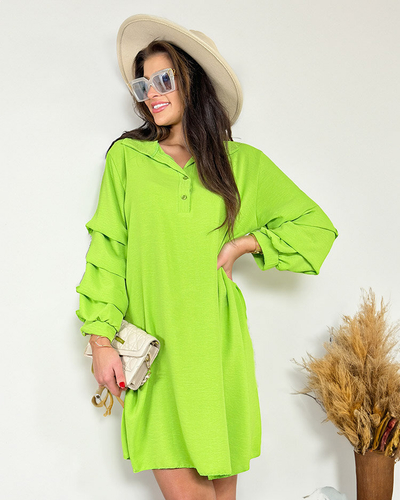 Royalfashion Rochie oversize de damă cu volan la mâneci