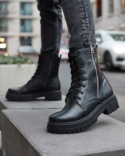 Cizme bagger de damă negre cu toc plat Fetisa - Încălțăminte