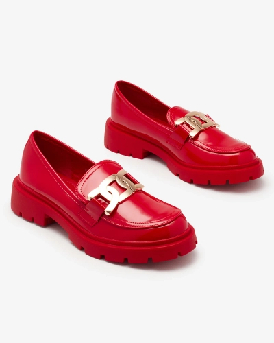 Mocasini roșii lăcuiți pentru femei Pogola- Footwear