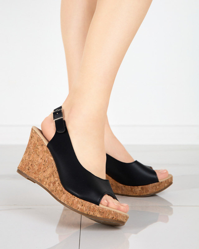 OUTLET Sandale negre dama pe pană Erona- Pantofi