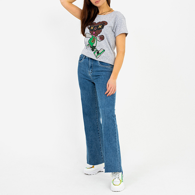 Tricou cu imprimeu gri pentru damă - Îmbrăcăminte