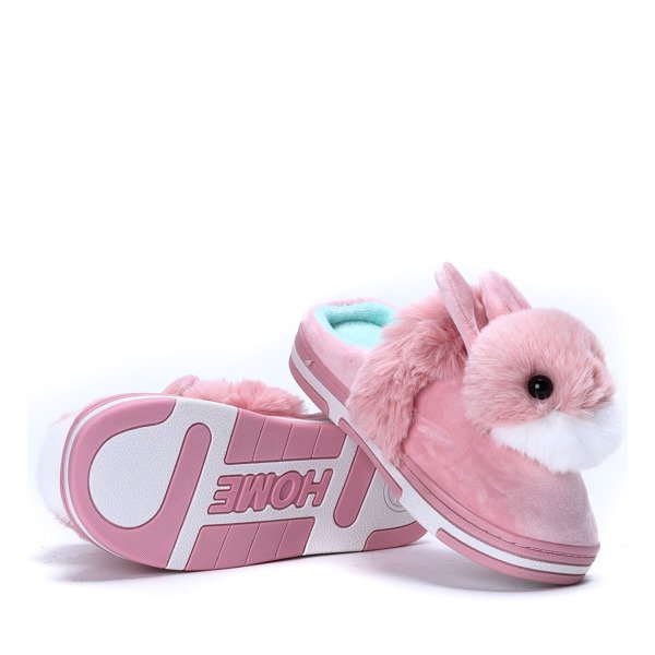 Różowe kapcie z króliczkiem Minky - Obuwie