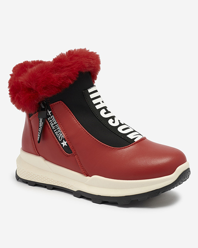 Cizme izolate roșii pentru femei cu blană Scherr- Footwear
