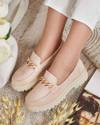 Royalfashion Mocasini de damă din piele ecologică de căprioară cu ornament Lehels