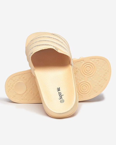 OUTLET Papuci de dama aurii cu zirconiu cubic Mytaris - Incaltaminte