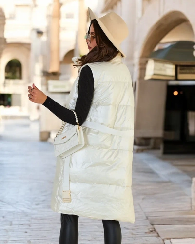 Royalfashion Vestă lungă pentru femei a'la leather