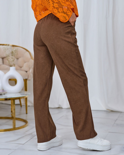 Royalfashion Pantaloni din catifea maro pentru femei