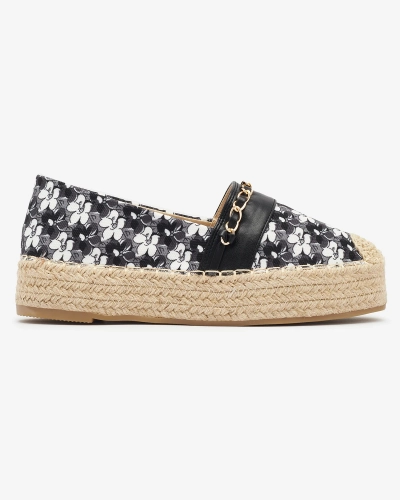 Espadrile florale negre Azzaxi- Footwear