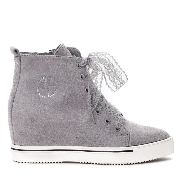 Szare sneakersy na krytym koturnie Berenice- Obuwie