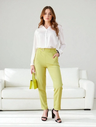 Pantaloni Eleganți Aurii Kaliope Galben Deschis