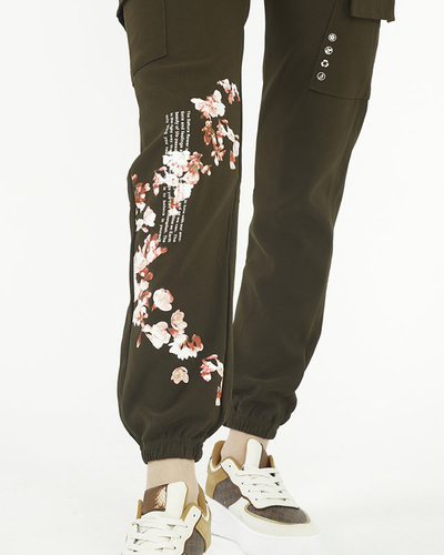 Pantaloni cargo de damă, verzi - Îmbrăcăminte