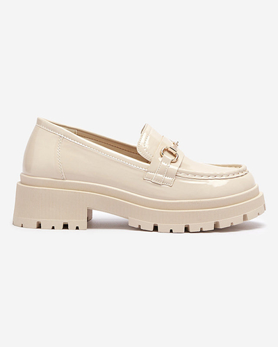 OUTLET Mocasini bej pentru femei cu ornament Avcelias - Încălțăminte