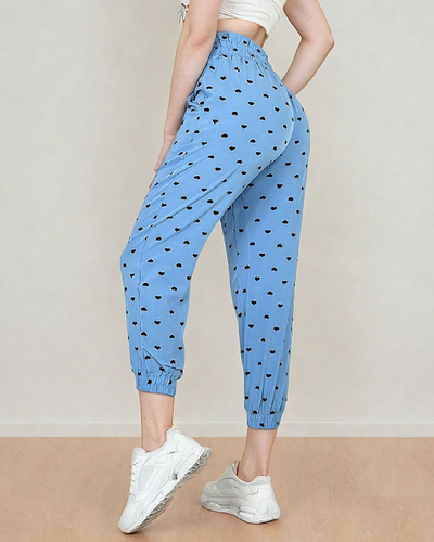 Royalfashion Pantaloni de damă din material textil cu inimioare
