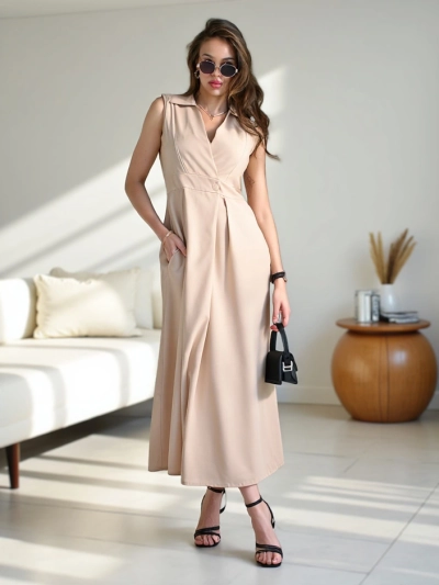 Rochie fără mâneci Royalfashion pentru femei cu decolteu înfășurat Bizness