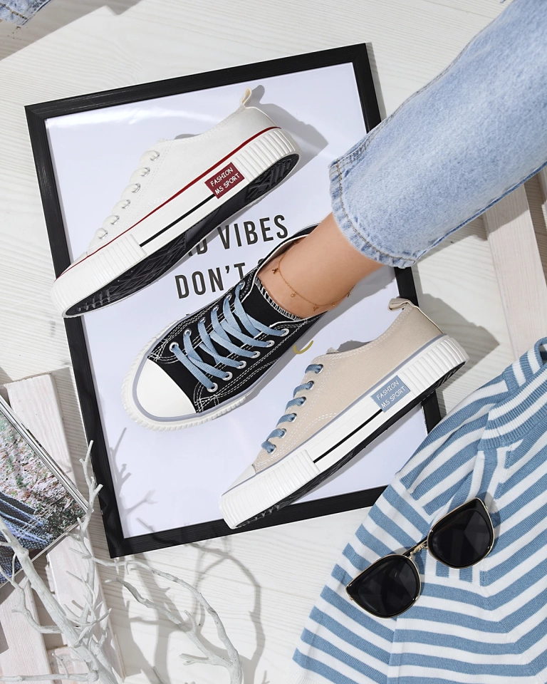 Adidași cu șiret pentru femei negri Tasabba- Footwear