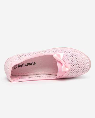 OUTLET Pantofi sport roz deschis pentru fete cu o parte superioară ajurata Locuni-Shoes