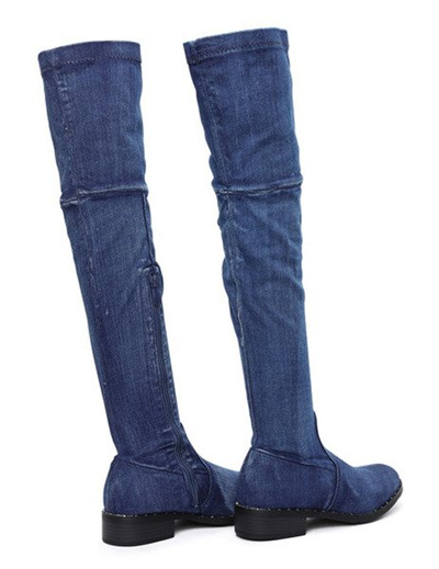 Niebieskie kozaki z jeansu Gelena- Obuwie