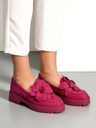 Loafers pentru femei Royalfashion din suede ecologic cu floarea Floverse