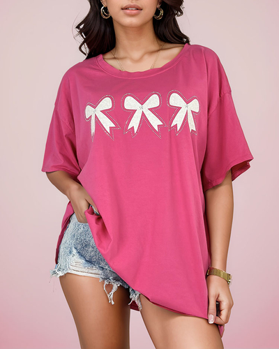 Royalfashion Tricou pentru femei cu plasture cu fundiță