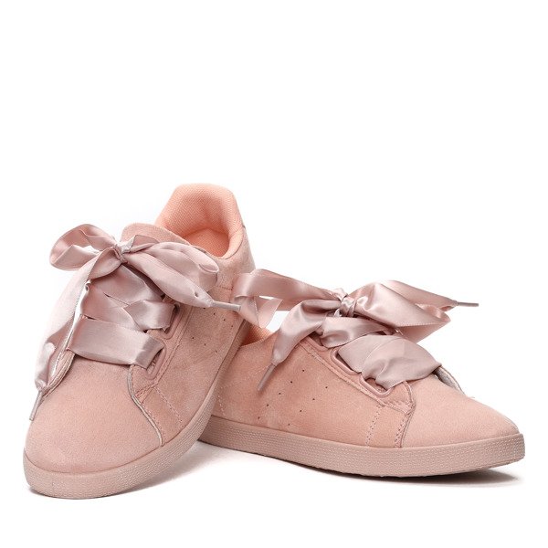 Różowe tenisówki sportowe ze wstążką Abby - Obuwie