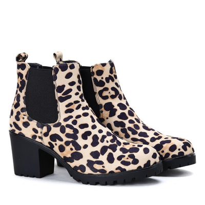 Botki na słupku w panterkę Sarah - Obuwie