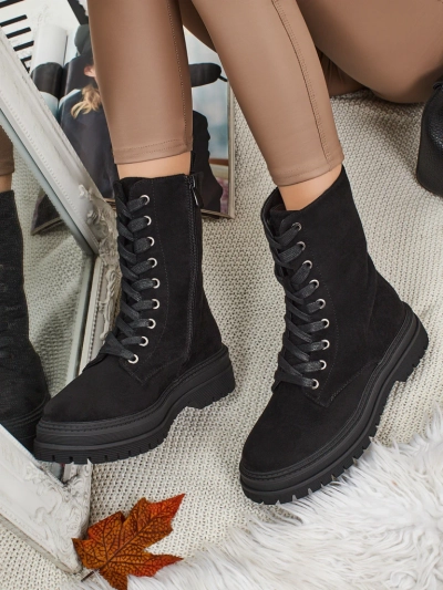 Botine damă eco piele întoarsă tip workeri Molistea