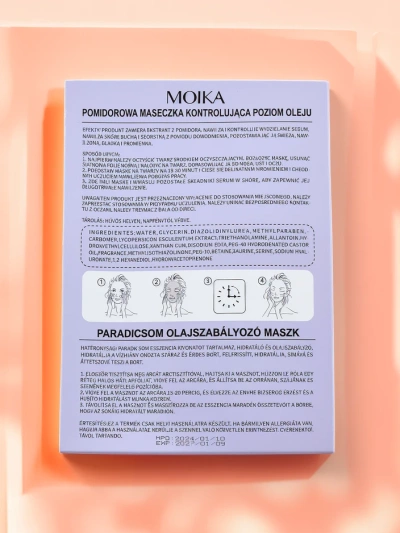 MOIKA Masca de față din roșii care controlează producția de sebum 25 ml x 10 buc