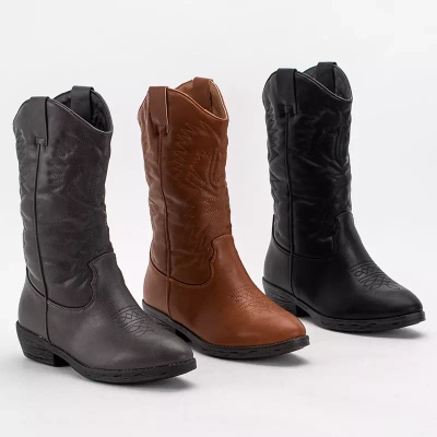 OUTLET Cizme cowboy dama gri inchis din piele ecologica Vetika - Incaltaminte