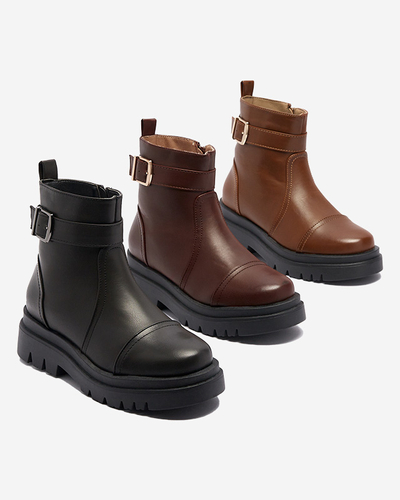 Cizme de damă maro închis cu cataramă Utilas - Încălțăminte