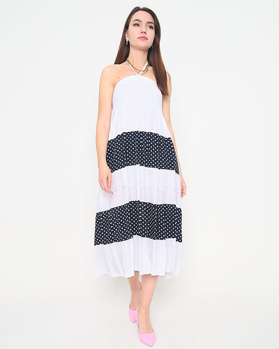 Fustă maxi cu buline albe PLUS SIZE - Îmbrăcăminte