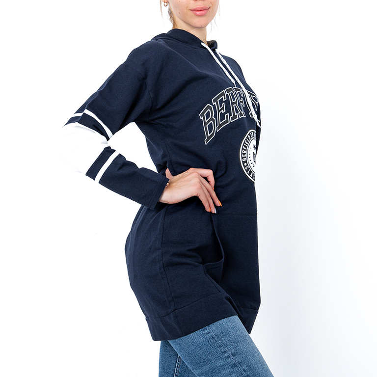 Hanorac de dama albastru bleumarin cu imprimeu - Îmbrăcăminte