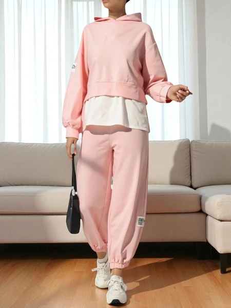 Royalfashion Set de bumbac pentru femei cu un insert de tip cămașă