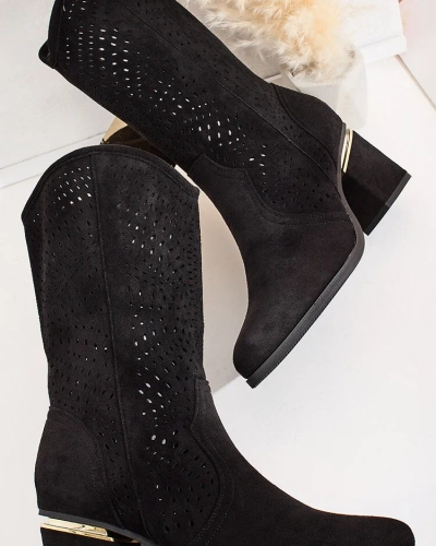 Royalfashion Cizme stiletto joase ajurate Hewir