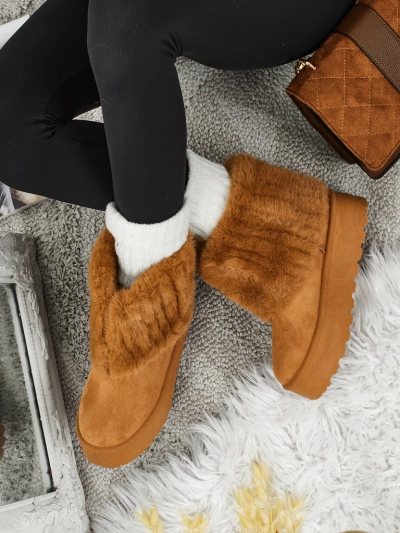 Ghete tip snowboots de damă cu blană artificială Irelle