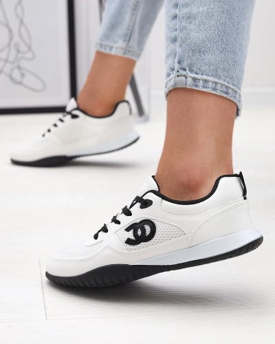 Pantofi sport de damă albi și negri Bofiale- Footwear