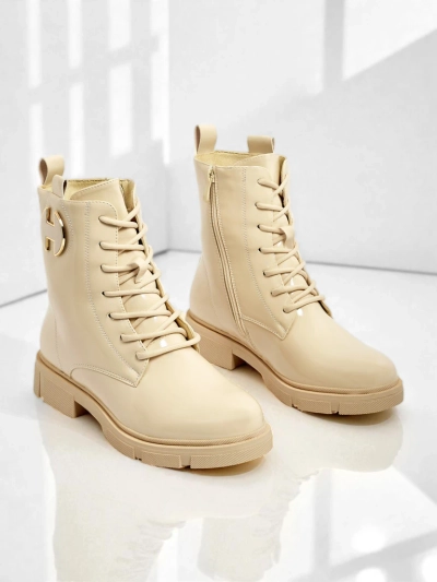 Botine de damă lăcuite cu șireturi Kalen