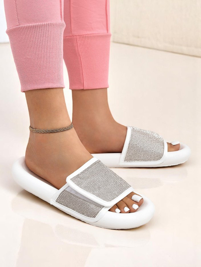 Royalfashion Damskie klapki na płaskiej podeszwie Sparkle Step