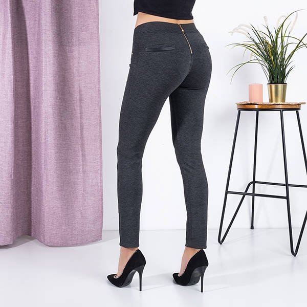 Pantaloni gri de femei cu ornamente - Pantaloni