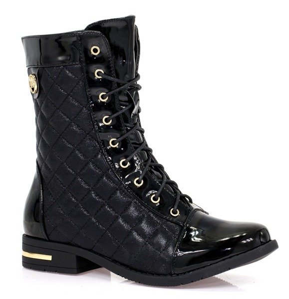 Czarne, pikowane workery - Obuwie