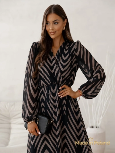 Rochie midi de damă cu imprimeu Eleganza Stripes