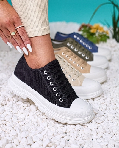 Royalfashion Negru adidași cu platformă pentru femei Spollero