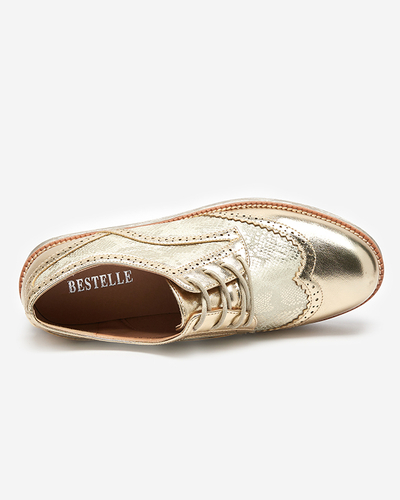 OUTLET Pantofi de dama aurii cu insertii din piele de sarpe Fin - Incaltaminte